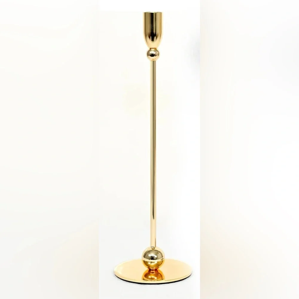 New West Elm (Set of 6) XL Gold Retro Boho Tapered Candle Candlestick Holders